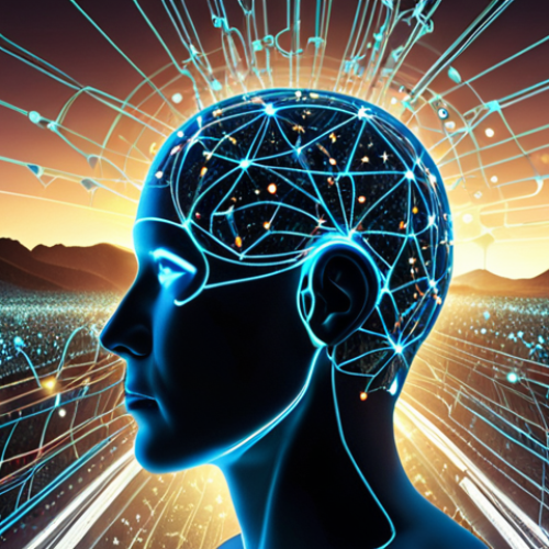 **Prompt:** A stylized representation of a customer's mind, depicted as a complex network of thoughts and emotions, being analyzed by glowing streams of data and AI interfaces. The background is a sophisticated digital landscape, symbolizing how technology "reads" unspoken customer psychology and hidden desires in the era of big data.