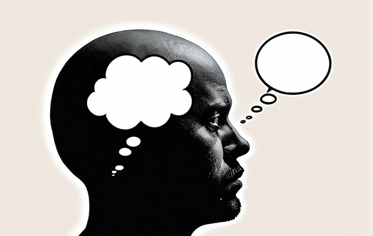 **Image of projective testing:** An ambiguous ink blot image presented to a person, with a thought bubble showing hidden desires and anxieties.